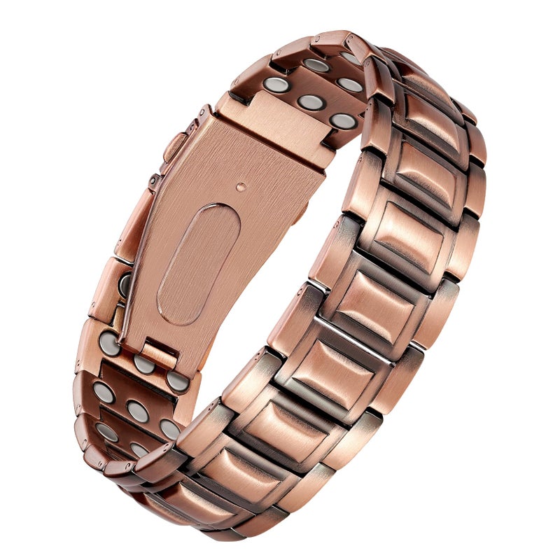 Jecanori 3X Strength Copper Bracelets for Men, Magnetic Bracelets for Men with 3800 Gauss Magnets, Premium Fold-Over Clasp - Image 1