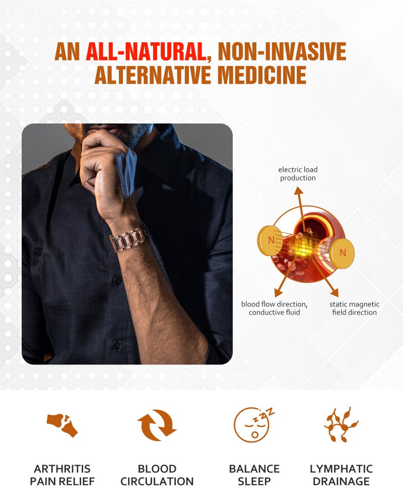 Jecanori 3X Strength Copper Bracelets for Men, Magnetic Bracelets for Men with 3800 Gauss Magnets, Premium Fold-Over Clasp - Image 2