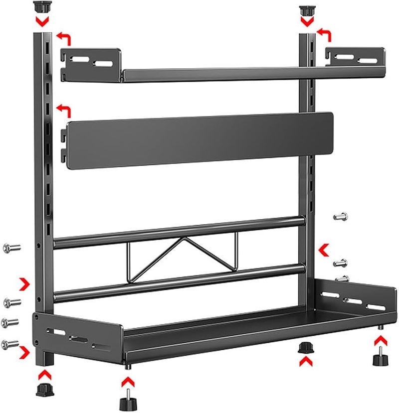 Tycom Spice Rack, Kitchen Shelf Organizer Countertop, 2-Tier Large Standing Seasoning Rack for Storage Spice, Kitchen Spice Organizer, Spice Holder (2-Tier Adjustable Black) - Image 2