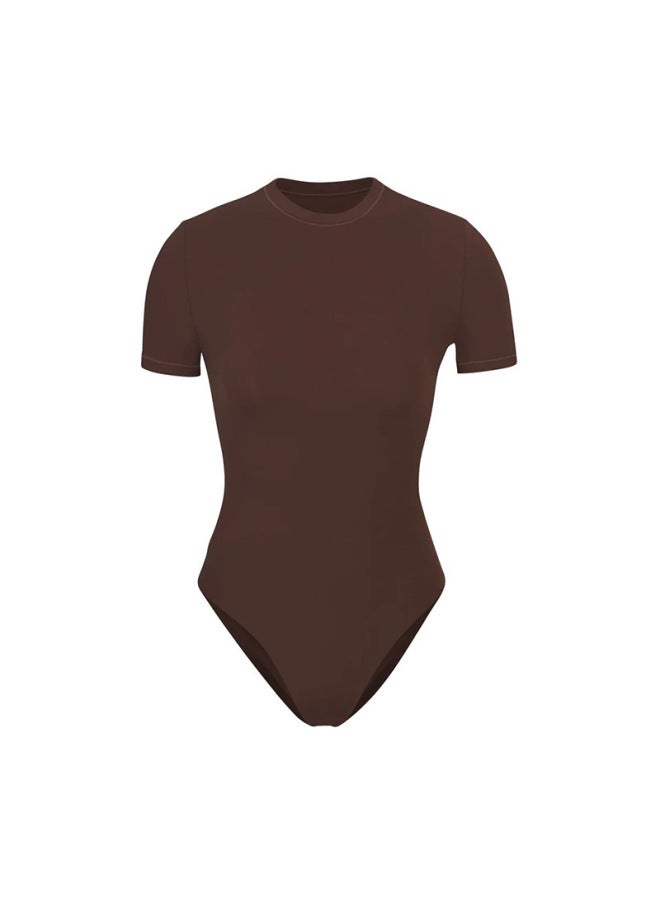 Skim Same Style High Elastic Body Shaping Clothes Tunic Body Shaping Underwear Double Layer Fog Sense Short Sleeve Body Shaping Women's Body Shaping Clothes