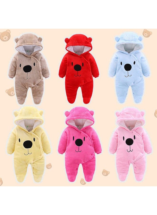 ALLAIBB Baby Newborn Snowsuit Winter Hooded Footie Fleece Jumpsuit for Infant Girls Boys - Image 5