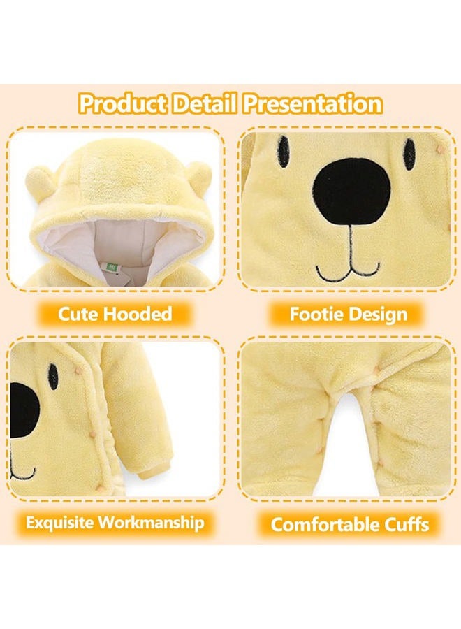 ALLAIBB Baby Newborn Snowsuit Winter Hooded Footie Fleece Jumpsuit for Infant Girls Boys - Image 3