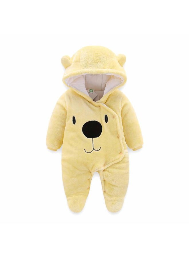 ALLAIBB Baby Newborn Snowsuit Winter Hooded Footie Fleece Jumpsuit for Infant Girls Boys - Image 1