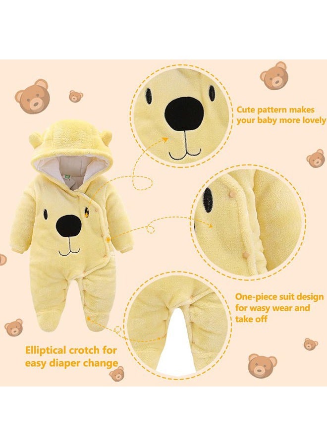 ALLAIBB Baby Newborn Snowsuit Winter Hooded Footie Fleece Jumpsuit for Infant Girls Boys - Image 2