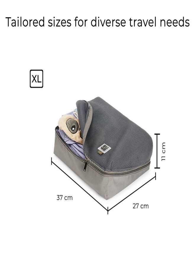 EUME Storage Pods, Set of 4 - Polyester Packing Cubes for Men and Women Luggage Travel Organizer Set of Packing Bag (4XL) (Grey) - Image 5