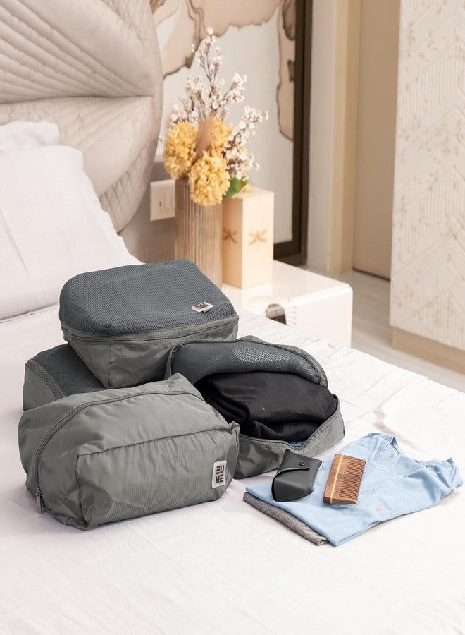 EUME Storage Pods, Set of 4 - Polyester Packing Cubes for Men and Women Luggage Travel Organizer Set of Packing Bag (4XL) (Grey) - Image 2