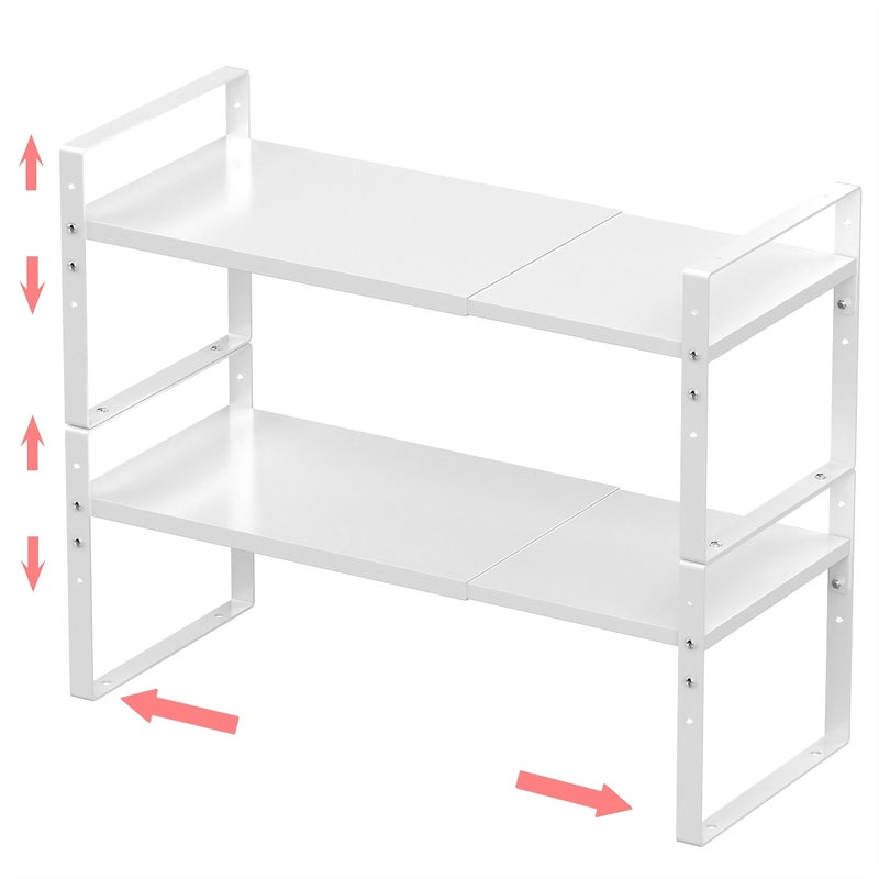 Jojocross Expandable Stackable Spice Rack Cabinet Shelf Organizer in Cabinets Shelves Kitchen Cupboard Organization Stack up Racks Pantry Countertop Storage MediumWhite 2 Packs