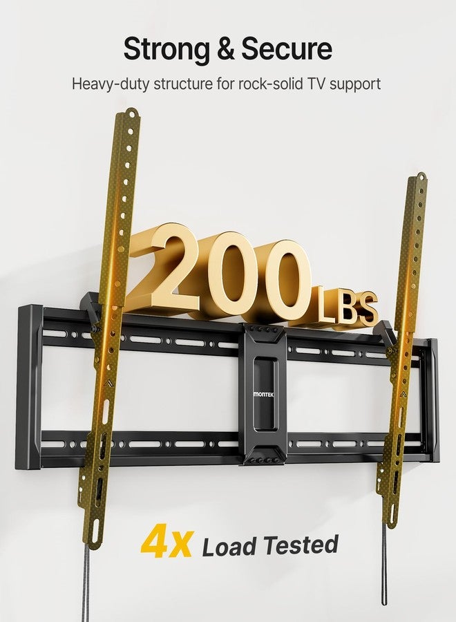 monTEK Heavy Duty Tilt TV Wall Mount for 43-100" Large Flat & Curved TVs, Holds 200 lbs, Ultra Slim Low Profile Bracket with 8° Tilt, Fits 16"/18"/24" Wood Studs, Max VESA 800x600, 4× Load Tested - Image 3