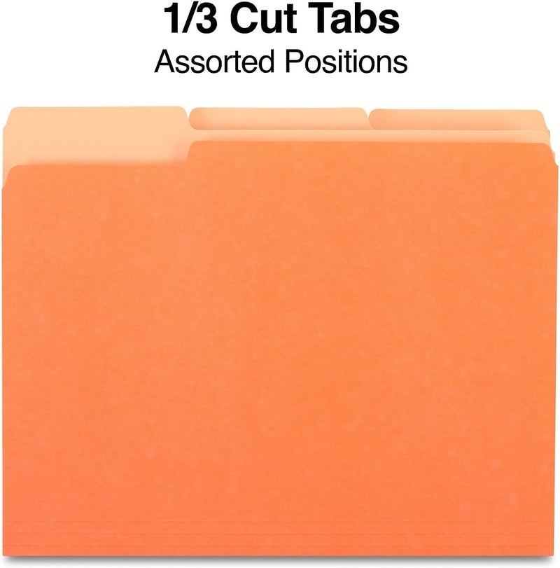 Staples Top-Tab File Folders 3-Tab Letter Size Orange 100/Box - Image 3