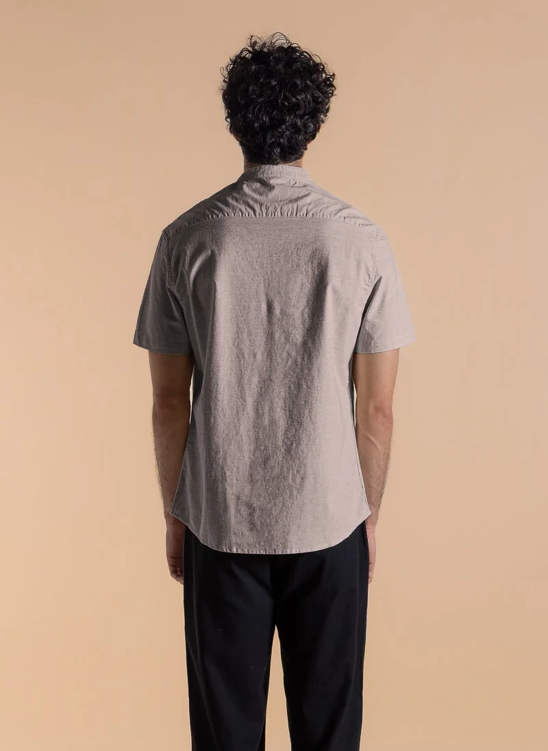 SHAPES MANDARIN COLLAR LINEN BLEND SHIRT