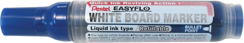 Pentel Easyflo Refillable White Board Marker - Blue Pack of 12