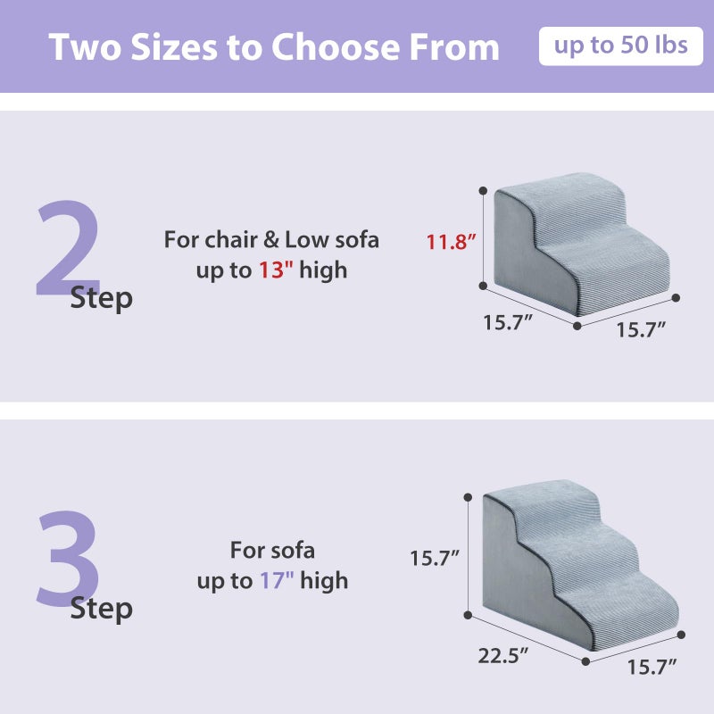 LEXTRO Dog Stairs for Small Dogs, 2-Steps Dog Ramp for Couch, Pet Stairs with Highly Supportive Foam and Non-Slip Bottom, Pet Steps for Cat & Doggie (High 11.8 Inch) - Image 4