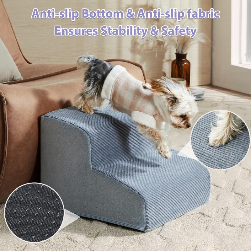 LEXTRO Dog Stairs for Small Dogs, 2-Steps Dog Ramp for Couch, Pet Stairs with Highly Supportive Foam and Non-Slip Bottom, Pet Steps for Cat & Doggie (High 11.8 Inch) - Image 3