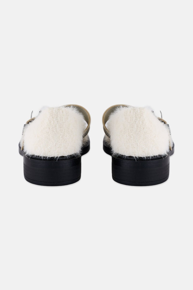 CHARLES & KEITH Women Furry Mary Janes Adjustable Buckle Casual Shoes, Off White  - Image 4