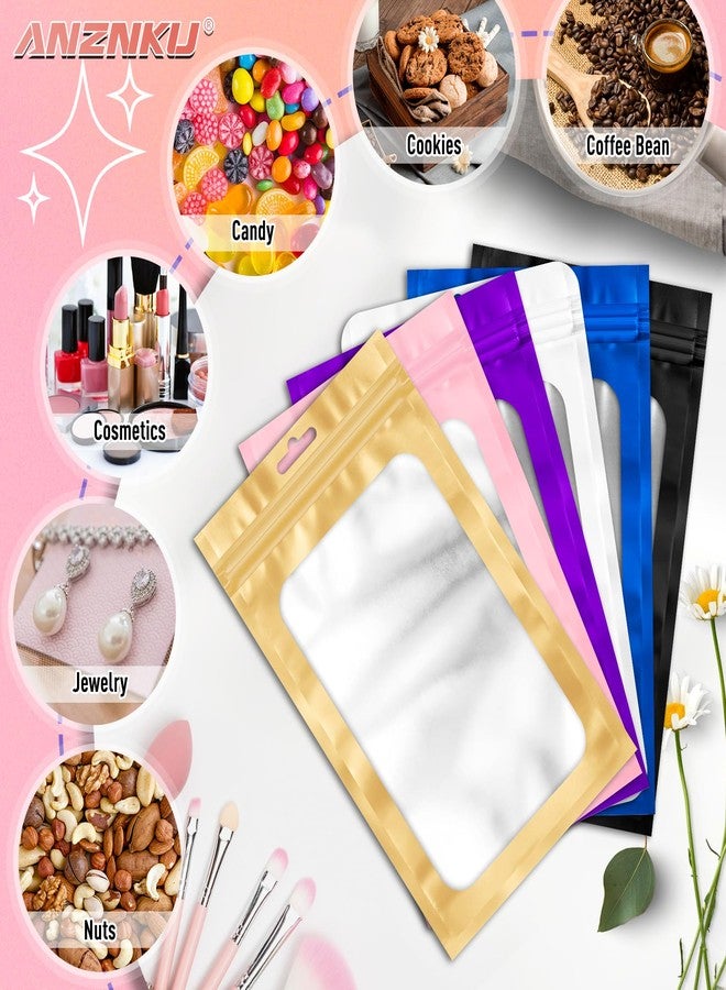 ANZNKU 300 Pcs Pink Mylar Resealable Bags 4x6 In, 3x4.7 In, 4.7x7.9 In, Smell Proof Bags with Window for Small Business, Small Pouch for Candy Jewelry Goodie Gift Party Favors & Food Storage - Image 3