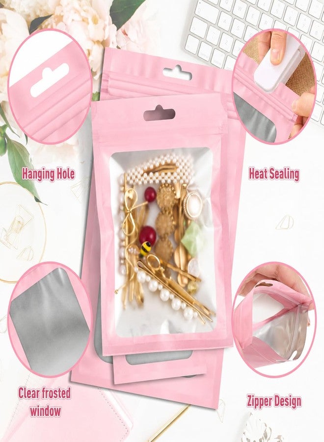 ANZNKU 300 Pcs Pink Mylar Resealable Bags 4x6 In, 3x4.7 In, 4.7x7.9 In, Smell Proof Bags with Window for Small Business, Small Pouch for Candy Jewelry Goodie Gift Party Favors & Food Storage - Image 4