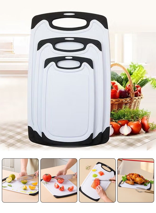 DUNISO مجموعة 3 قطع من لوحات التقطيع، مجموعة لوحات تقطيع مربعة الشكل، لوحات تقطيع بلاستيكية، خالية من BPA، مع مقبض سهل الإمساك وقناة للعصارة، مقاومة للحرارة وغير قابلة للانزلاق، للحوم والخضروات والفواكه والثوم والزنجبيل - Image 1