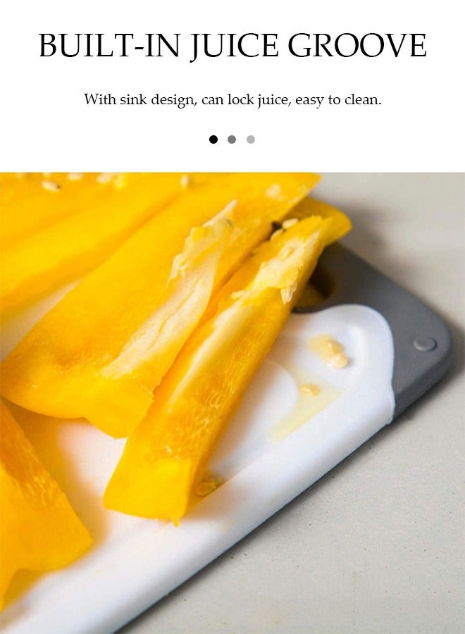 DUNISO 3 Pieces Of Cutting Board, Kitchen Square Shaped Cutting Board Set，Plastic Chopping Board，BPA Free，With Easy To Grip Handle And Juice Trough, Heat Resistant And Non Slip， For Meat Veggies Fruits Garlic Ginger - Image 4