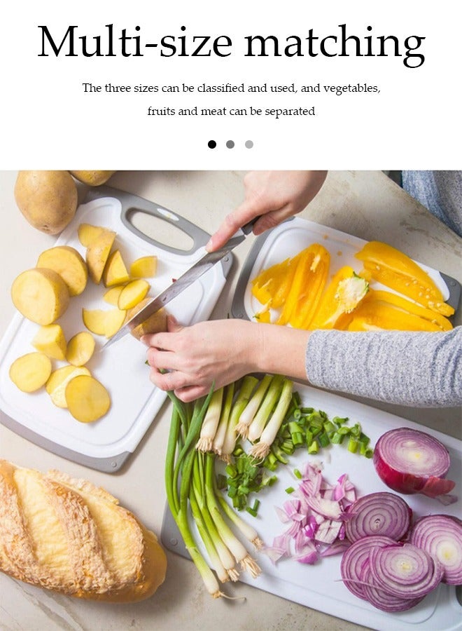 DUNISO 3 Pieces Of Cutting Board, Kitchen Square Shaped Cutting Board Set，Plastic Chopping Board，BPA Free，With Easy To Grip Handle And Juice Trough, Heat Resistant And Non Slip， For Meat Veggies Fruits Garlic Ginger - Image 5