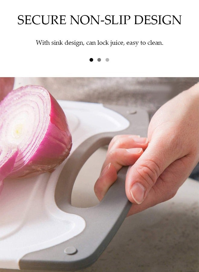 DUNISO 3 Pieces Of Cutting Board, Kitchen Square Shaped Cutting Board Set，Plastic Chopping Board，BPA Free，With Easy To Grip Handle And Juice Trough, Heat Resistant And Non Slip， For Meat Veggies Fruits Garlic Ginger - Image 3