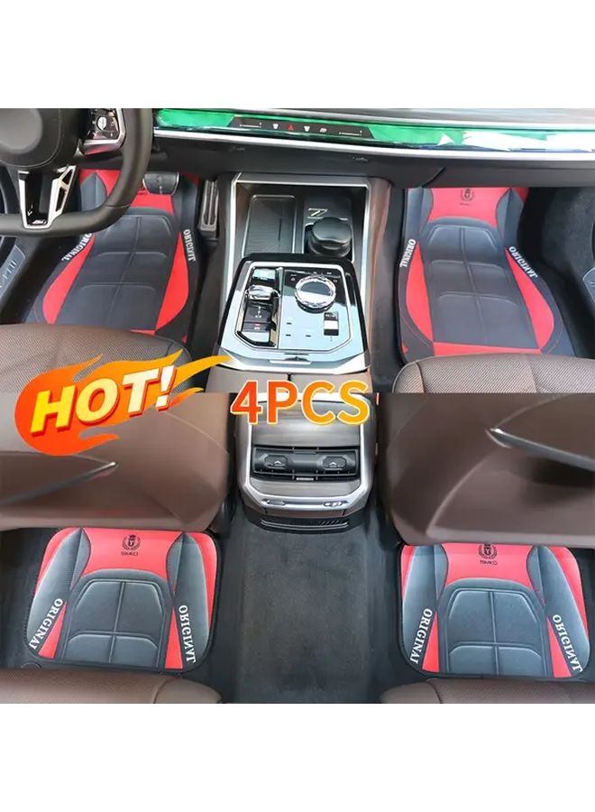 2 Pcs Back Row Black Red Universal Car Floor Mats Y Shaped Anti Slip Washable Design Interior Protection Easy To Clean 2D Flat Printing - Image 1