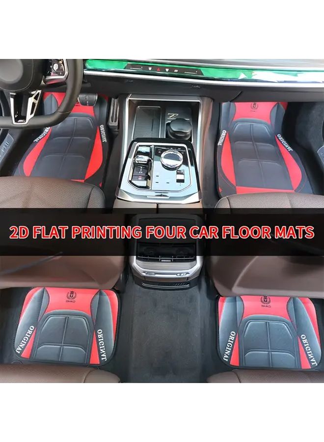 2 Pcs Back Row Black Red Universal Car Floor Mats Y Shaped Anti Slip Washable Design Interior Protection Easy To Clean 2D Flat Printing - Image 2