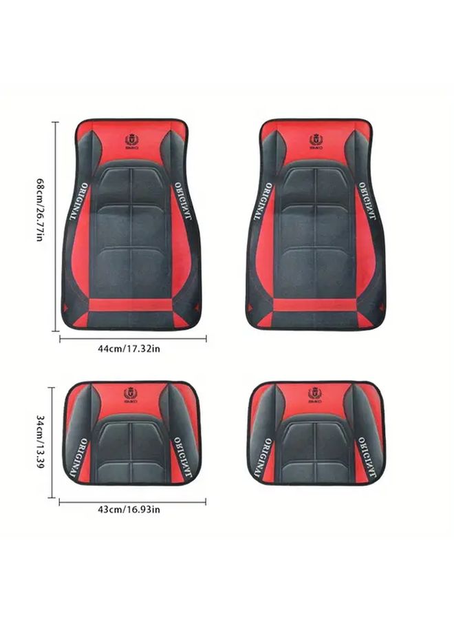 2 Pcs Back Row Black Red Universal Car Floor Mats Y Shaped Anti Slip Washable Design Interior Protection Easy To Clean 2D Flat Printing - Image 3
