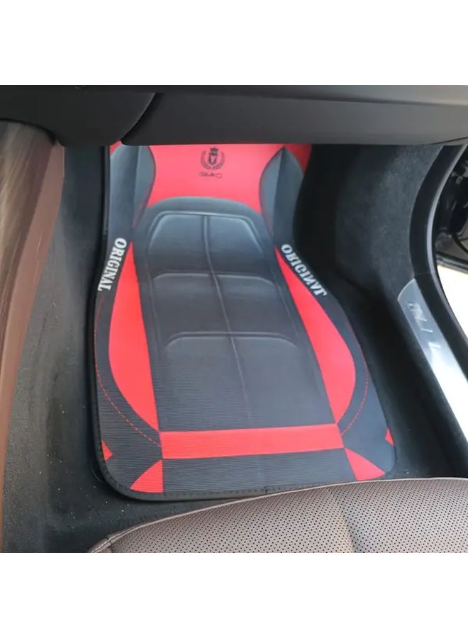 2 Pcs Back Row Black Red Universal Car Floor Mats Y Shaped Anti Slip Washable Design Interior Protection Easy To Clean 2D Flat Printing - Image 4