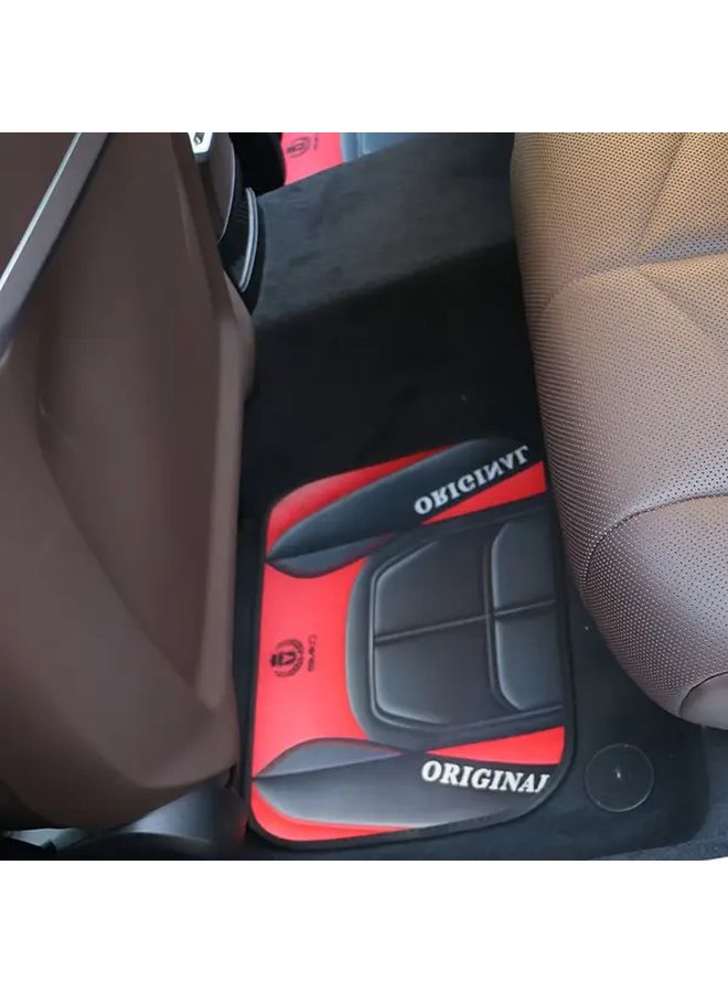 2 Pcs Back Row Black Red Universal Car Floor Mats Y Shaped Anti Slip Washable Design Interior Protection Easy To Clean 2D Flat Printing - Image 5