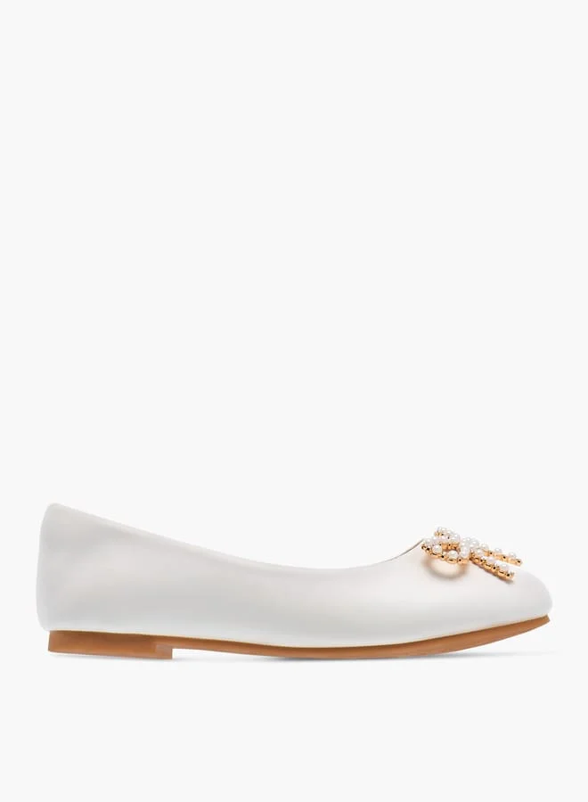 Little Missy Girls Bow Accent Slip-On Ballerina Shoes