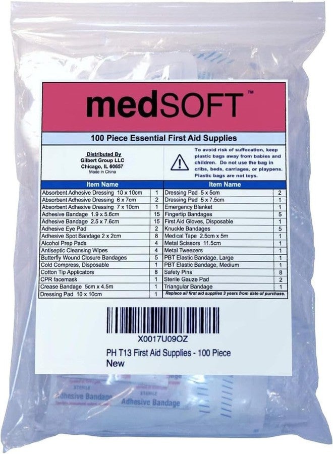 MedSoft First Aid Kit Refill - 100 Piece - Extra Replacement Supplies for First Aid Kits, Loose Packed Restock Supply Pack - Image 2