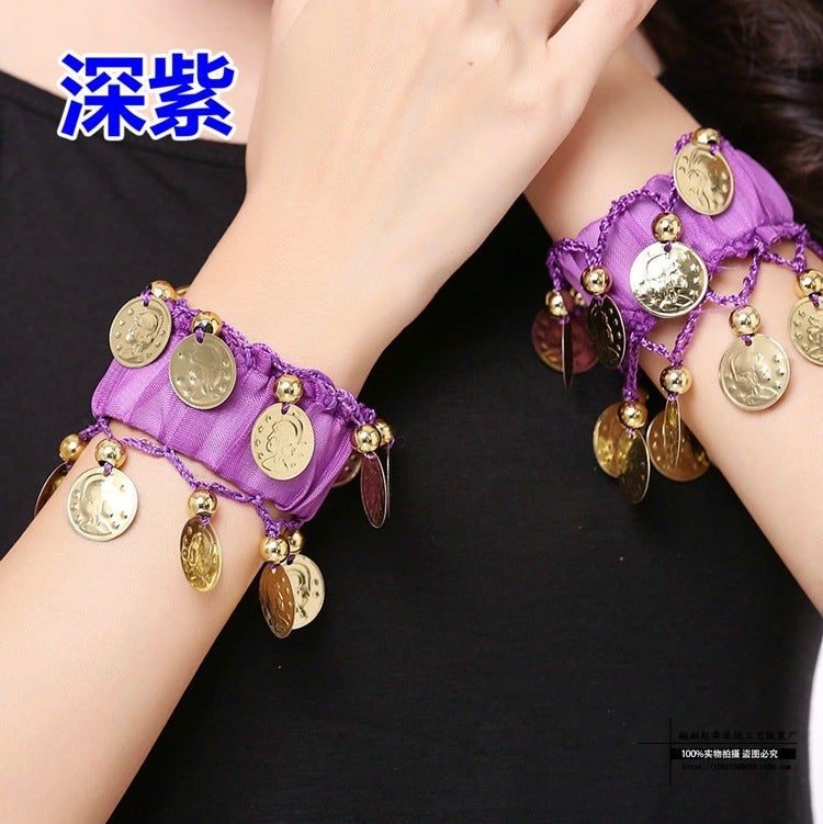 New Children'S Indian Dance Performance Clothing Hanging Coin Head Scarf Children'S Belly Dance Headwear Earrings Necklace Bracelet - Image 1