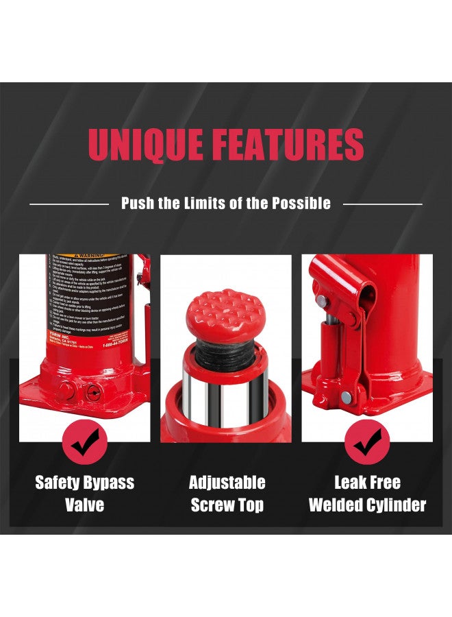 BIG RED T90203B Torin Hydraulic Welded Bottle Jack, 2 Ton (4,000 lb) Capacity, Red - Image 3