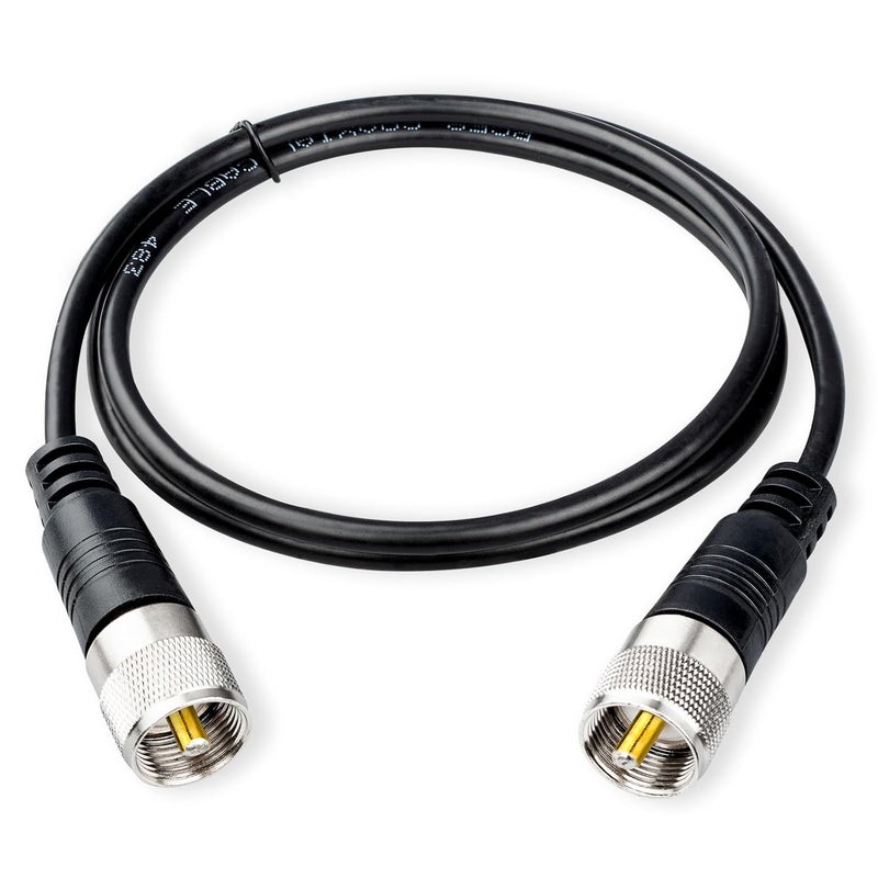 RFAdapter كابل هوائي CB، موصل PL259، 3 قدم موصل UHF ذكر إلى ذكر كابل RG58، 50 أوم منخفض الفقد للإرسال الهوائي - Image 1