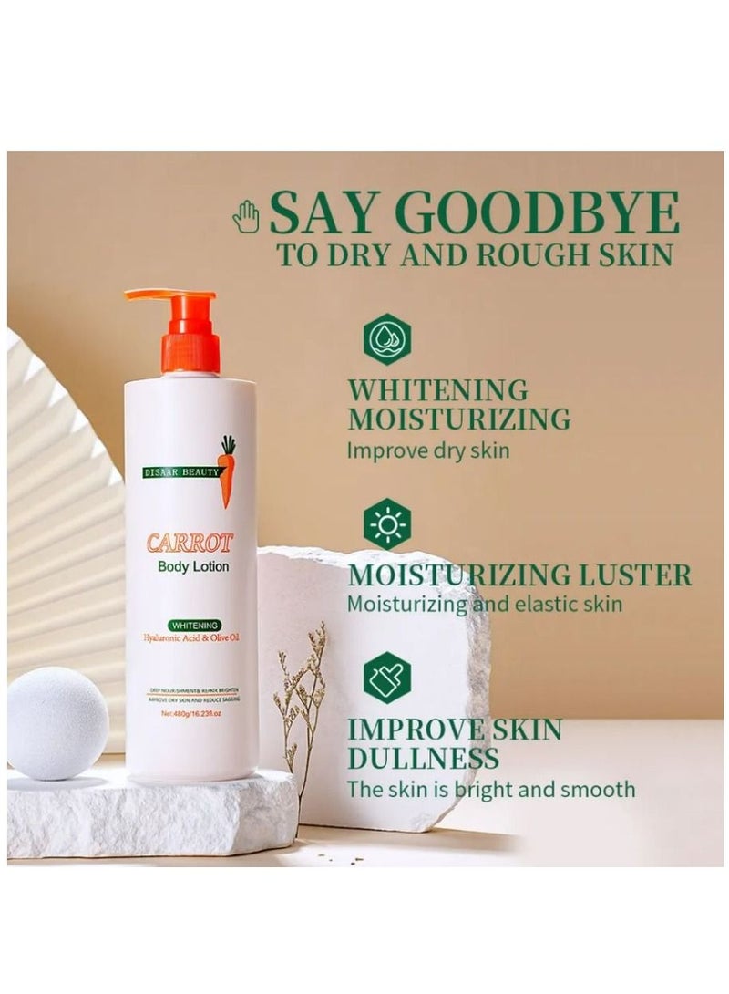 Disaar Beauty Organic Carrot Body Cream & Lotion Olive Oil Skin Whitening Moisturizing Body Lotion for Dry Skin 480 g - Image 4