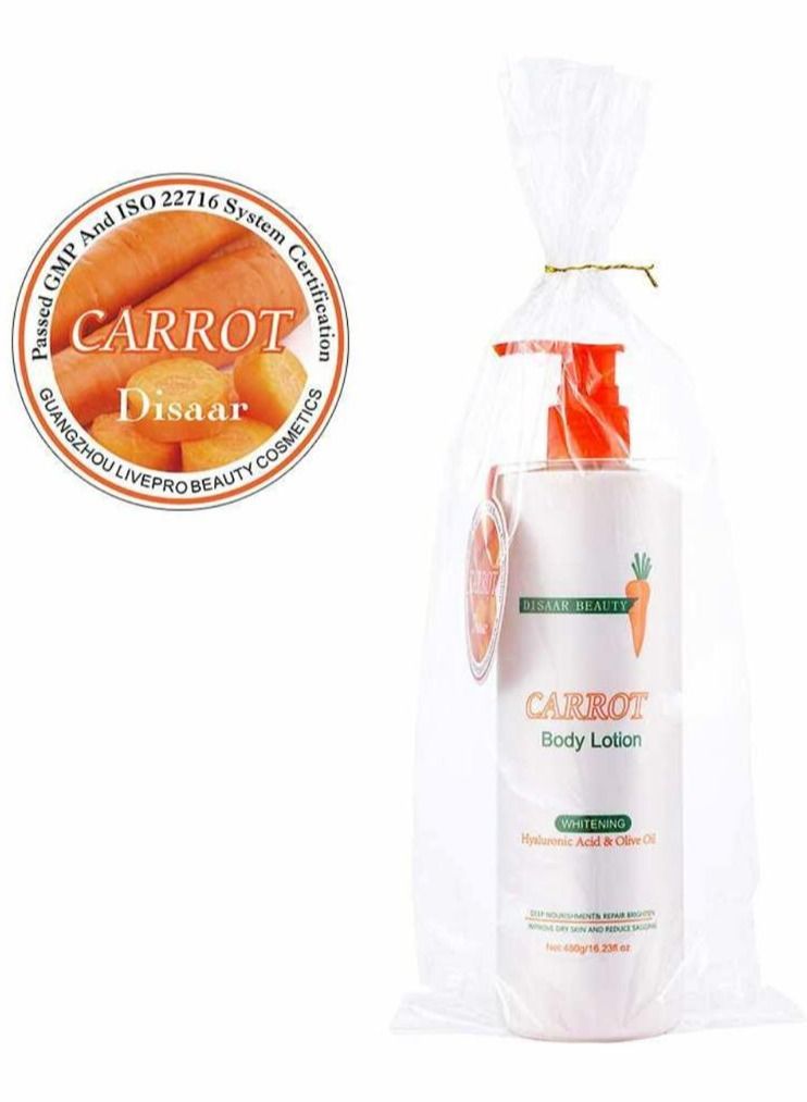 Disaar Beauty Organic Carrot Body Cream & Lotion Olive Oil Skin Whitening Moisturizing Body Lotion for Dry Skin 480 g - Image 5