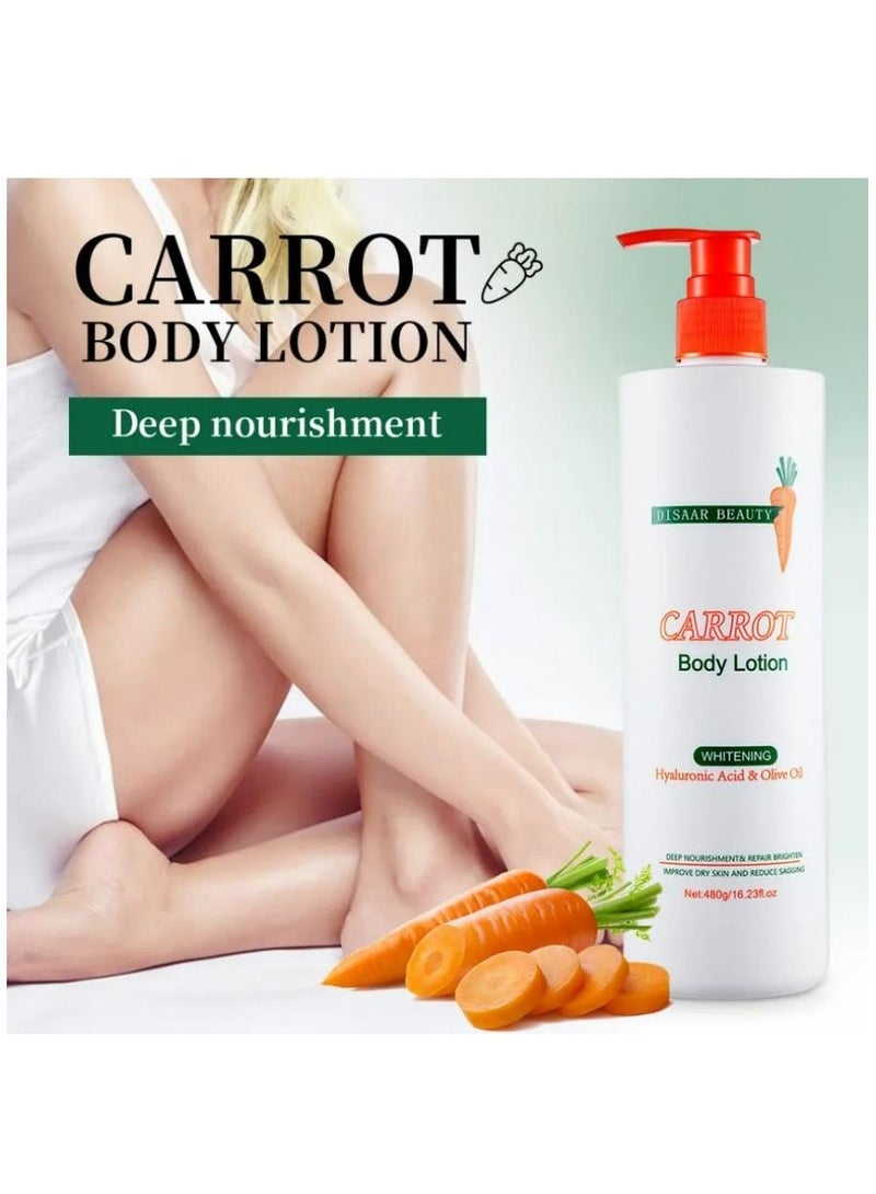 Disaar Beauty Organic Carrot Body Cream & Lotion Olive Oil Skin Whitening Moisturizing Body Lotion for Dry Skin 480 g - Image 2