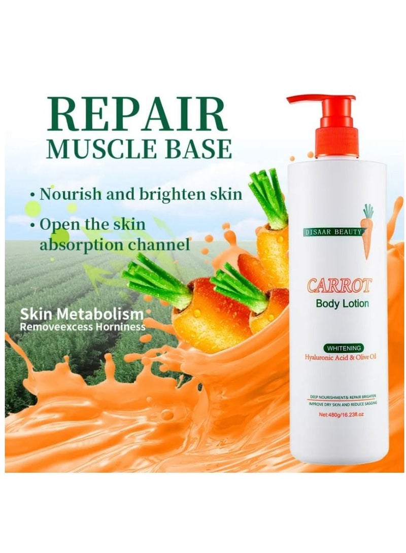 Disaar Beauty Organic Carrot Body Cream & Lotion Olive Oil Skin Whitening Moisturizing Body Lotion for Dry Skin 480 g - Image 3