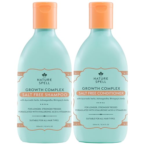 Nature Spell Hair Growth Complex Shampoo & Conditioner Set for All Hair Types, Sulfate & Paraben Free, Nourishing & Strengthening with Hyaluronic Acid & Vitamin B5, Vegan, Pack of 2, 10.14 fl oz Each - Image 1