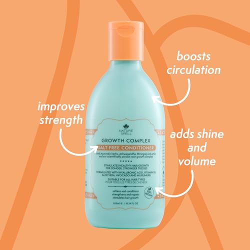 Nature Spell Hair Growth Complex Shampoo & Conditioner Set for All Hair Types, Sulfate & Paraben Free, Nourishing & Strengthening with Hyaluronic Acid & Vitamin B5, Vegan, Pack of 2, 10.14 fl oz Each - Image 3