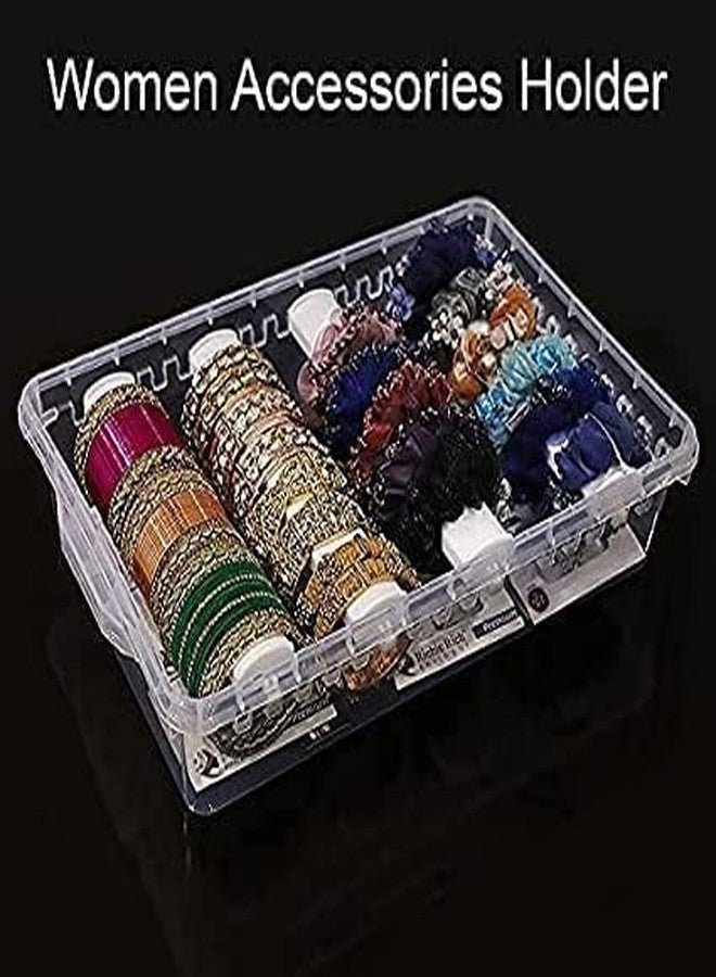 VILOMP Plastic Adjustable 4 Rod Bangle Box, Bangles Organiser Storage for Jewelry, Bracelets, Watches, Transparent, Washable, Modern Style (2) - Image 2