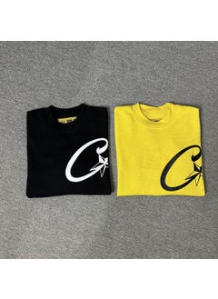 Generic Corteiz Devil Island High Quality Long Sleeve T-Shirt Mens Fashionable Waffle Pattern Cotton round Neck Print Casual Top Yellow  - Image 4