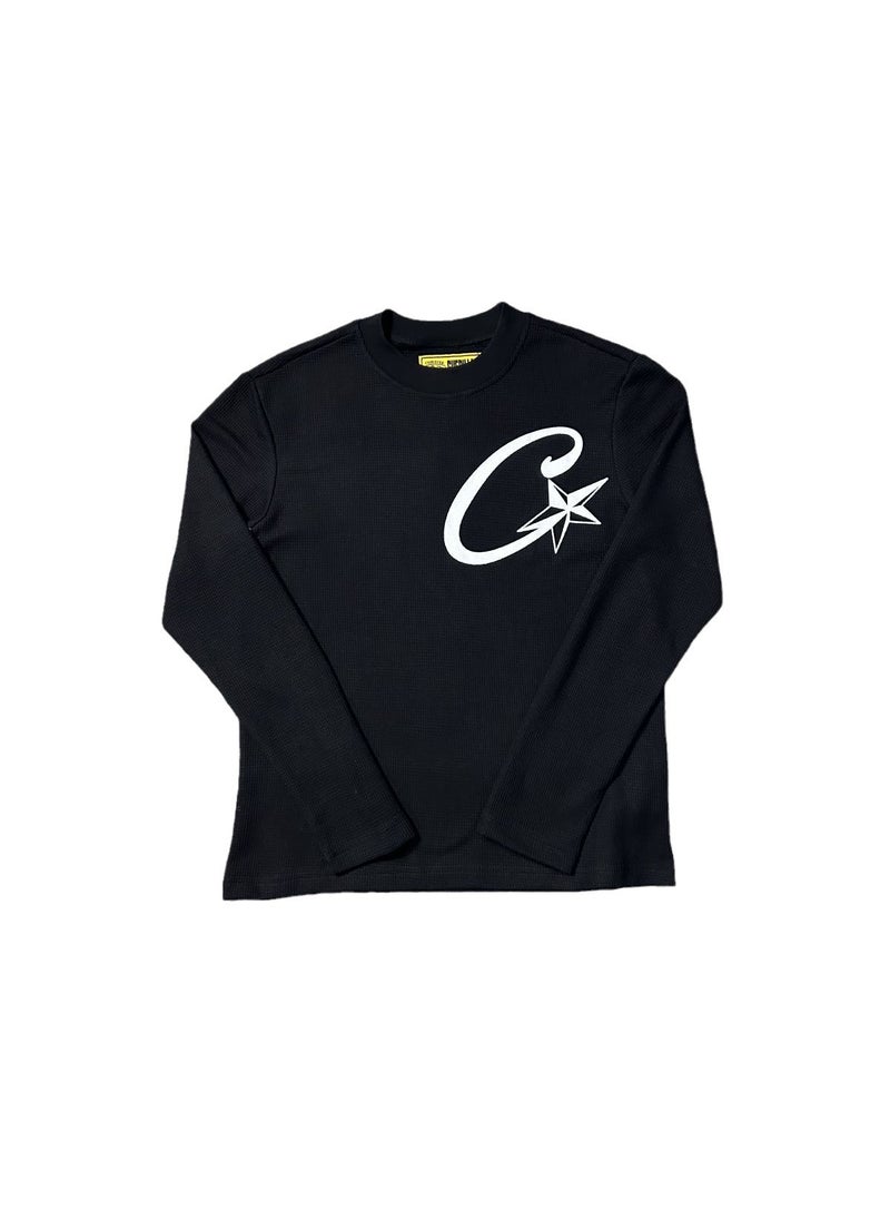 Generic - Corteiz Devil Island High Quality Long Sleeve T-Shirt Mens Fashionable Waffle Pattern Cotton round Neck Print Casual Top Yellow - Image 1