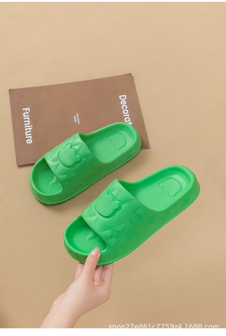 Summer Cartoon Slippers for Women and Men, Thick Sole Indoor Bath Slippers with Quick-Drying, Waterproof, Lightweight, and Cool Features - Image 1