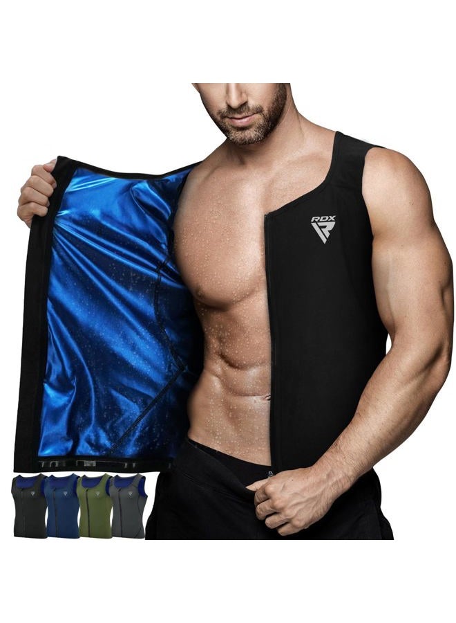 Rdx Men Sauna Vest, Sweat Workout Shirt, Waist Trainer, Corset, Compression Body Shaper Zipper and Seamless - Image 1