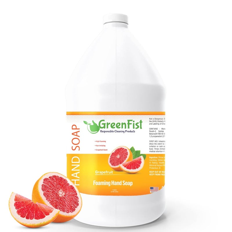 GreenFist Foaming Hand Soap Refills Jug Grapefruit Scent Foam Refill Made in USA 128 ounce 1 Gallon
