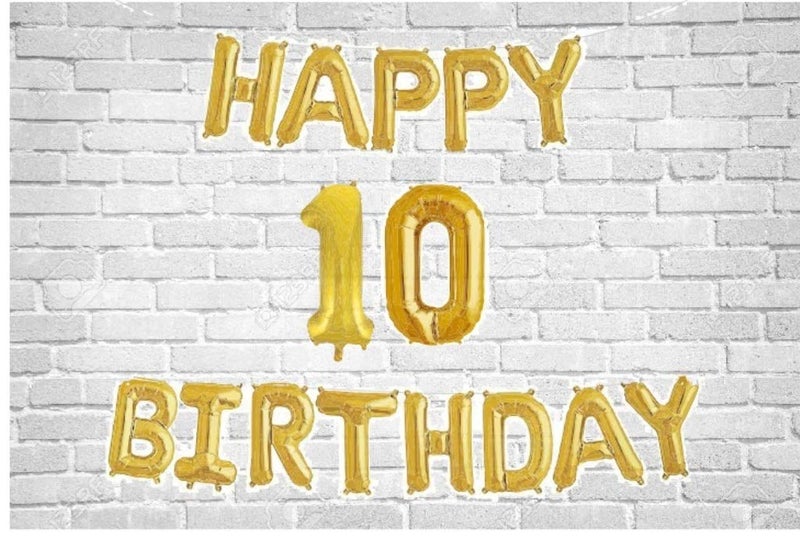 Balloonistics Happy Birthday Letter Golden Foil Balloons and Number Golden Foil Balloon for Party Decoration (Number 10) - Image 5