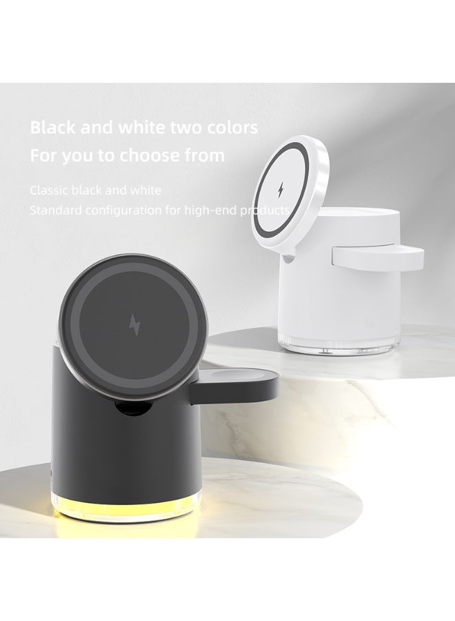 محطة شحن لاسلكية مغناطيسية ذكية 4 في 1 - منفذ USB-C، شاحن سريع قابل للطي لأجهزة iPhone وApple Watch وAirPods، مثالية للمكتب والمنزل - Image 4