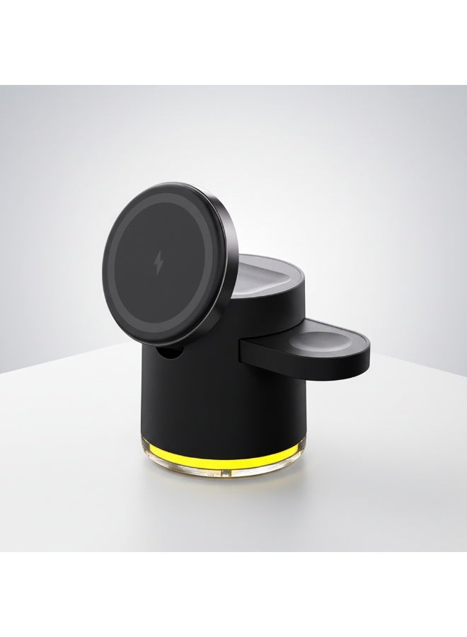 محطة شحن لاسلكية مغناطيسية ذكية 4 في 1 - منفذ USB-C، شاحن سريع قابل للطي لأجهزة iPhone وApple Watch وAirPods، مثالية للمكتب والمنزل - Image 3