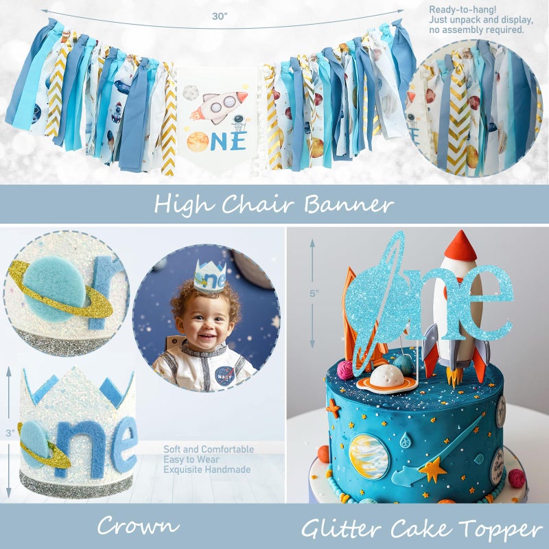 Hombae First Trip Around the Sun Decorations â€“ 123 PCs 1st Around the Sun Birthday Decoration Party Supplies with Backdrop, Balloon Garland, Banners, Cake Topper, Balloon Boxes, Poster, Tablecloth - Image 4